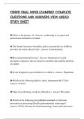 CBSPD FINAL PAPER EXAMPREP COMPLETE&NewLine;QUESTIONS AND ANSWERS VIEW AHEAD&NewLine;STUDY SHEET