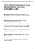 CBSPD CERTIFICATION EVALUATION EXAMS&NewLine;SOLVED QUESTIONS STUDY GUIDE&NewLine;GUARANTEED TO PASS