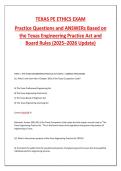 Texas PE Ethics Exam Practice Questions 2025&ndash;2026 &vert; Texas Engineering Practice Act & Board Rules