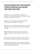 PAIN MANAGEMENT FINAL PAPER EXAMPREP&NewLine;COMPLETE QUESTIONS AND ANSWERS&NewLine;VIEW AHEAD STUDY SHEET