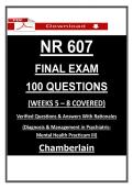 Chamberlain NR 607 Final Exam PMHNP  &ndash; &lpar;2026&rpar; Actual Questions & Answers &lpar;Guarantee Pass&rpar;