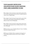 FOOD MANAGER CERTIFICATION&NewLine;EVALUATION EXAMS SOLVED QUESTIONS&NewLine;STUDY GUIDE GUARANTEED TO PASS&NewLine;