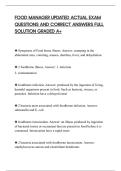 FOOD MANAGER UPDATED ACTUAL EXAM&NewLine;QUESTIONS AND CORRECT ANSWERS FULL&NewLine;SOLUTION GRADED A&plus;