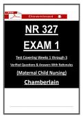 NR 327 Exam 1 Chamberlain Maternal Child Nursing  &ndash; &lpar;2026&rpar; Actual Questions & Answers &lpar;Guarantee Pass&rpar;
