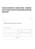 &NewLine;NUR 164 CONCEPTS 1 EXAM 2 PREP &ndash; NURSING STUDY GUIDE&comma; PRACTICE QUESTIONS & REVIEW 2026&sol;2027&NewLine;