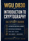 WGU D830 Intro to Cryptography Performance Assessment and Objectives Assessments Bundle &vert; 2026 Updated &vert; 100&percnt; Correct&period;