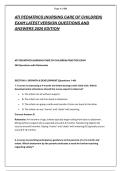 ATI PEDIATRICS &lpar;NURSING CARE OF CHILDREN&rpar; &NewLine;EXAM LATEST VERSION QUESTIONS AND &NewLine;ANSWERS 2026 EDITION