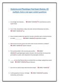 &ast;&ast;Anatomy and Physiology Final Exam Review &ndash; Multiple Choice & Open-Ended Questions&ast;&ast; covering essential A&P concepts and major body systems&period; Ideal for revision&comma; self-assessment&comma; and final exam preparation for nursing and healthcare students&period;&NewLine;
