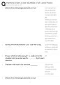 Florida Driver's License Exam Study Guide 2026&sol;2027 Accurate Questions with Correct Detailed Solutions &vert;&vert; 100&percnt; Guaranteed Pass Newest Version