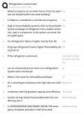 Refrigeration License Certification Exam Study Guide 2026&sol;2027 Accurate Questions with Correct Detailed Solutions &vert;&vert; 100&percnt; Guaranteed Pass Newest Version