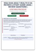 WGU D446 Adult Health II OA Review 2026 &vert; 170 Practice Questions with Rationales &vert; Guaranteed Pass