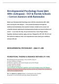 Developmental Psychology Exam Q&A &NewLine;400&plus; &lpar;Lifespan&rpar; &ndash; UCF & Florida Schools &ndash; Correct Answers with Rationa