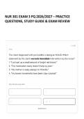 NUR 301 EXAM 3 PQ 2026&sol;2027 &ndash; PRACTICE QUESTIONS&comma; STUDY GUIDE & EXAM REVIEW 
