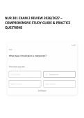 NUR 301 EXAM 2 REVIEW 2026&sol;2027 &ndash; COMPREHENSIVE STUDY GUIDE & PRACTICE QUESTIONS