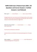 NURS 316A Exam 2 Newest Exam 2026 &vert; All Questions and Correct Answers &vert; Verified Answers &vert; Just Released