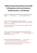 USMLE Anatomy Exam Newest Exam 2026 &vert; All Questions and Correct Answers &vert; Verified Answers &vert; Just Released