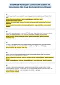 Unit 2 NR328 - Nursing Care Communicable Diseases and&NewLine;Immunizations- Q&A Actual Questions and Correct Answers