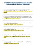 Unit 3 NR328 - Nursing care congenital heart disease and cardiac&NewLine;anomalies-Q&A Actual Questions and Correct Answers