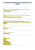 Unit 8 NR328 Nursing Care Meningitis Actual Questions and Correct&NewLine;Answers