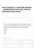 NUR 301 MODULES 1-6 QUESTIONS 2026&sol;2027 &ndash; COMPREHENSIVE STUDY GUIDE&comma; PRACTICE QUESTIONS & EXAM REVIEW 