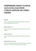 ENTREPRENEURIAL FINANCE 7TH EDITION&NewLine;LEACH ACTUAL EXAM UPDATED&NewLine;COMPLETE QUESTIONS AND CORRECT&NewLine;ANSWERS&NewLine;