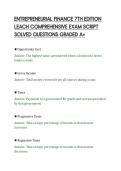 ENTREPRENEURIAL FINANCE 7TH EDITION&NewLine;LEACH COMPREHENSIVE EXAM SCRIPT&NewLine;SOLVED QUESTIONS GRADED A&plus;&NewLine;