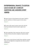 ENTREPRENEURIAL FINANCE 7TH EDITION&NewLine;LEACH EXAMS SET COMPLETE&NewLine;QUESTIONS AND ANSWERS EXPERT&NewLine;VERIFIED&NewLine;