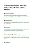 ENTREPRENEURIAL FINANCE FINAL PAPER&NewLine;SOLVED QUESTIONS WITH COMPLETE&NewLine;ANSWERS&NewLine;