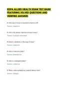 EOPA ALLIED HEALTH EXAM TEST BANK&NewLine;FEATURING SOLVED QUESTIONS AND&NewLine;VERIFIED ANSWERS