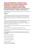 NSAR SALESPERSON LICENSING EXAM 2026&sol;2027 &vert; NOVA SCOTIA REAL ESTATE QUESTIONS & VERIFIED ANSWERS &vert; COMPLETE LICENSING STUDY GUIDE