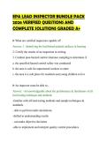 EPA LEAD INSPECTOR BUNDLE PACK&NewLine;2026 VERIFIED QUESTIONS AND&NewLine;COMPLETE SOLUTIONS GRADED A&plus;