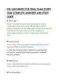 EPA LEAD INSPECTOR FINAL EXAM SCRIPT&NewLine;2026 COMPLETE ANSWERS AND STUDY&NewLine;GUIDE&NewLine;