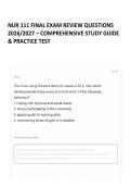 NUR 111 FINAL EXAM REVIEW QUESTIONS 2026&sol;2027 &ndash; COMPREHENSIVE STUDY GUIDE & PRACTICE TEST 