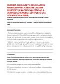 FLORIDA COMMUNITY ASSOCIATION MANAGER PRELICENSURE COURSE 2026&sol;2027 &vert; PRACTICE QUESTIONS & VERIFIED ANSWERS &vert; COMPLETE CAM LICENSE EXAM PREP