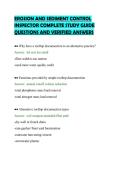 EROSION AND SEDIMENT CONTROL&NewLine;INSPECTOR COMPLETE STUDY GUIDE&NewLine;QUESTIONS AND VERIFIED ANSWERS&NewLine;