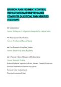 EROSION AND SEDIMENT CONTROL&NewLine;INSPECTOR EXAMPREP UPDATED&NewLine;COMPLETE QUESTIONS AND VERIFIED&NewLine;SOLUTIONS