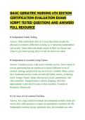 BASIC GERIATRIC NURSING 8TH EDITION&NewLine;CERTIFICATION EVALUATION EXAMS&NewLine;SCRIPT TESTED QUESTIONS AND ANSWERS&NewLine;FULL RESOURCE&NewLine;