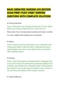BASIC GERIATRIC NURSING 8TH EDITION&NewLine;EXAM PREP STUDY SHEET VERIFIED&NewLine;QUESTIONS WITH COMPLETE SOLUTIONS&NewLine;