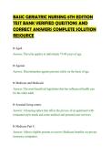 BASIC GERIATRIC NURSING 8TH EDITION&NewLine;TEST BANK VERIFIED QUESTIONS AND&NewLine;CORRECT ANSWERS COMPLETE SOLUTION&NewLine;RESOURCE&NewLine;