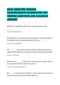 BASIC GERIATRIC NURSING&NewLine;COMPREHENSIVE EXAMINATION TEST&NewLine;VERIFIED QUESTIONS AND ACCURATE&NewLine;ANSWERS&NewLine;