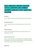BASIC GERIATRIC NURSING UPDATED&NewLine;ACTUAL QUESTIONS AND CORRECT&NewLine;ANSWERS COMPLETE STUDY GUIDE FULL&NewLine;SOLUTION&NewLine;