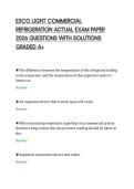ESCO LIGHT COMMERCIAL&NewLine;REFRIGERATION ACTUAL EXAM PAPER&NewLine;2026 QUESTIONS WITH SOLUTIONS&NewLine;GRADED A&plus;&NewLine;