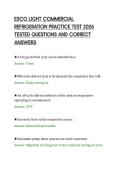 ESCO LIGHT COMMERCIAL&NewLine;REFRIGERATION PRACTICE TEST 2026&NewLine;TESTED QUESTIONS AND CORRECT&NewLine;ANSWERS&NewLine;