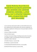 Family Medicine Board Review EXAM WITH ACCURATE QUESTIONS AND ANSWERS AND ANSWERS &lpar;VERIFIED ANSWERS&rpar; &vert; LATEST &lpar;2026&sol;2027&rpar; UPDATED VERSION &vert; 100&percnt; GUARANTEED PASS &lbrace;JUST RELEASED&rcub;