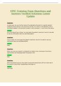 EPIC Training Exam Questions and&NewLine;Answers Verified Solutions Latest&NewLine;Update