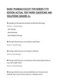 BASIC PHARMACOLOGY FOR NURSES 17TH&NewLine;EDITION ACTUAL TEST PAPER QUESTIONS AND&NewLine;SOLUTIONS GRADED A&plus;