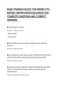 BASIC PHARMACOLOGY FOR NURSES 17TH&NewLine;EDITION CERTIFICATION EVALUATION TEST&NewLine;COMPLETE QUESTIONS AND CORRECT&NewLine;ANSWERS&NewLine;