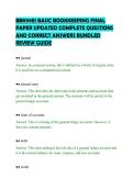 BBK99E1 BASIC BOOKKEEPING FINAL&NewLine;PAPER UPDATED COMPLETE QUESTIONS&NewLine;AND CORRECT ANSWERS BUNDLED&NewLine;REVIEW GUIDE&NewLine;