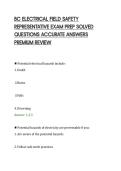 BC ELECTRICAL FIELD SAFETY&NewLine;REPRESENTATIVE EXAM PREP SOLVED&NewLine;QUESTIONS ACCURATE ANSWERS&NewLine;PREMIUM REVIEW