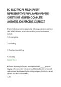 BC ELECTRICAL FIELD SAFETY&NewLine;REPRESENTATIVE FINAL PAPER UPDATED&NewLine;QUESTIONS VERIFIED COMPLETE&NewLine;ANSWERS 100 PERCENT CORRECT